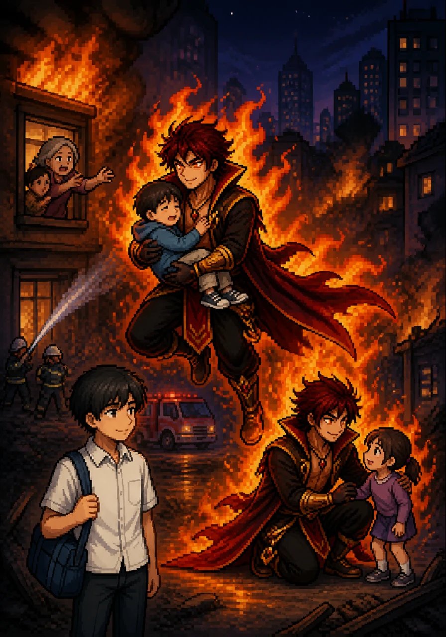 Under the cover of night, the legendary Shadow Hero becomes a guardian of the city, rescuing people from dangerous fires and guiding lost children home. Though he remains a mystery to the public, Arif's inner confidence grows stronger with every person he helps.