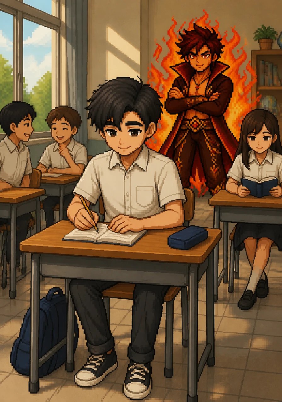 Back at school the next day, Arif sits quietly at his desk with a small, knowing smile on his face. He doesn't need a cape or a crowd to cheer for him, because he knows that true strength comes from the quiet choice to do what is right, even when no one is watching.