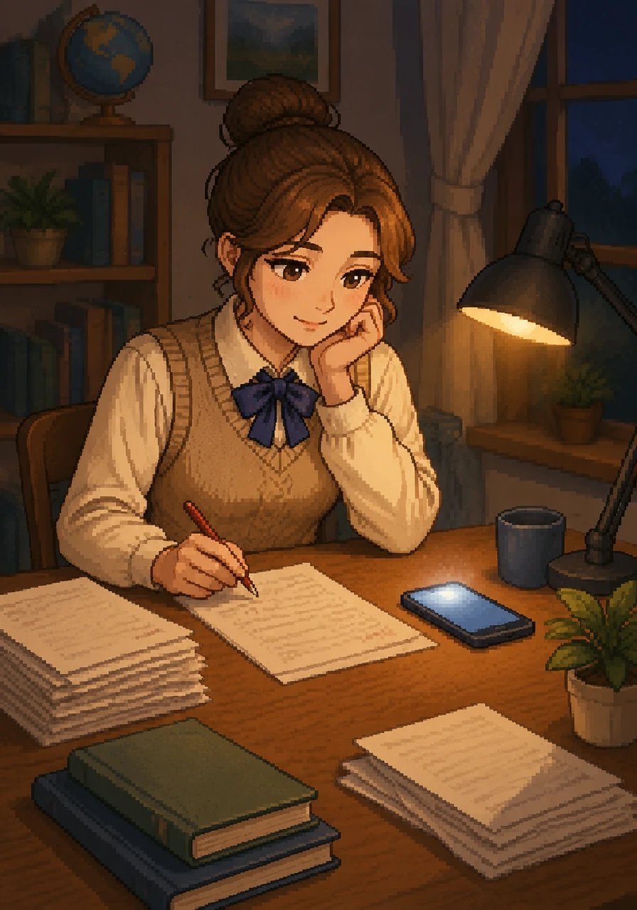 Sitting at her desk, Amira grades her students' English exam papers when her phone screen lights up with a brief notification from Cairo. With a gentle smile, she realizes that loving someone with honor means letting them grow into their best version on the path chosen by the Almighty.