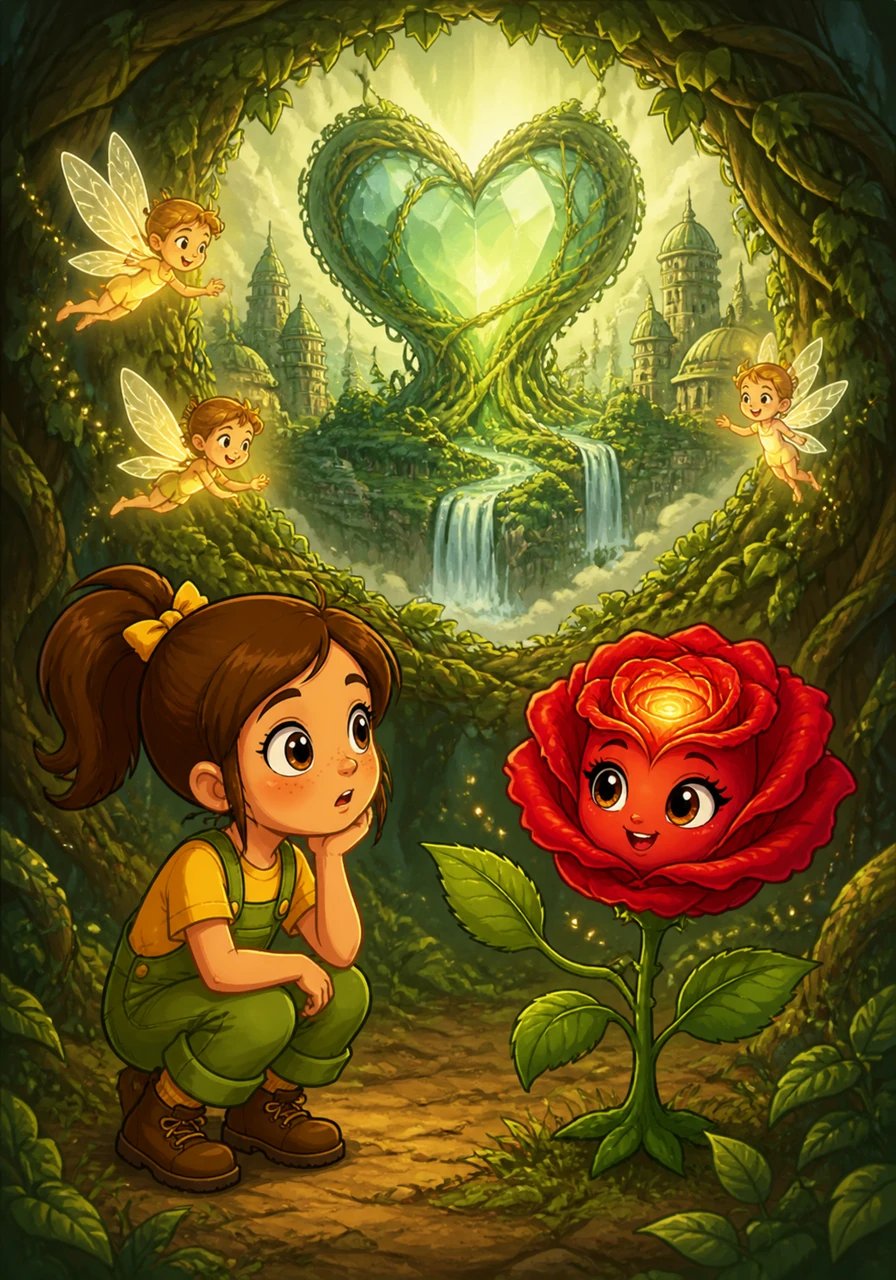 The rose told a tale of Lumina, a forgotten magical world that had been tucked away behind the Great Ivy Wall for a hundred years. It explained that the magic was fading because no one remembered the songs that kept the heart of the forest beating.