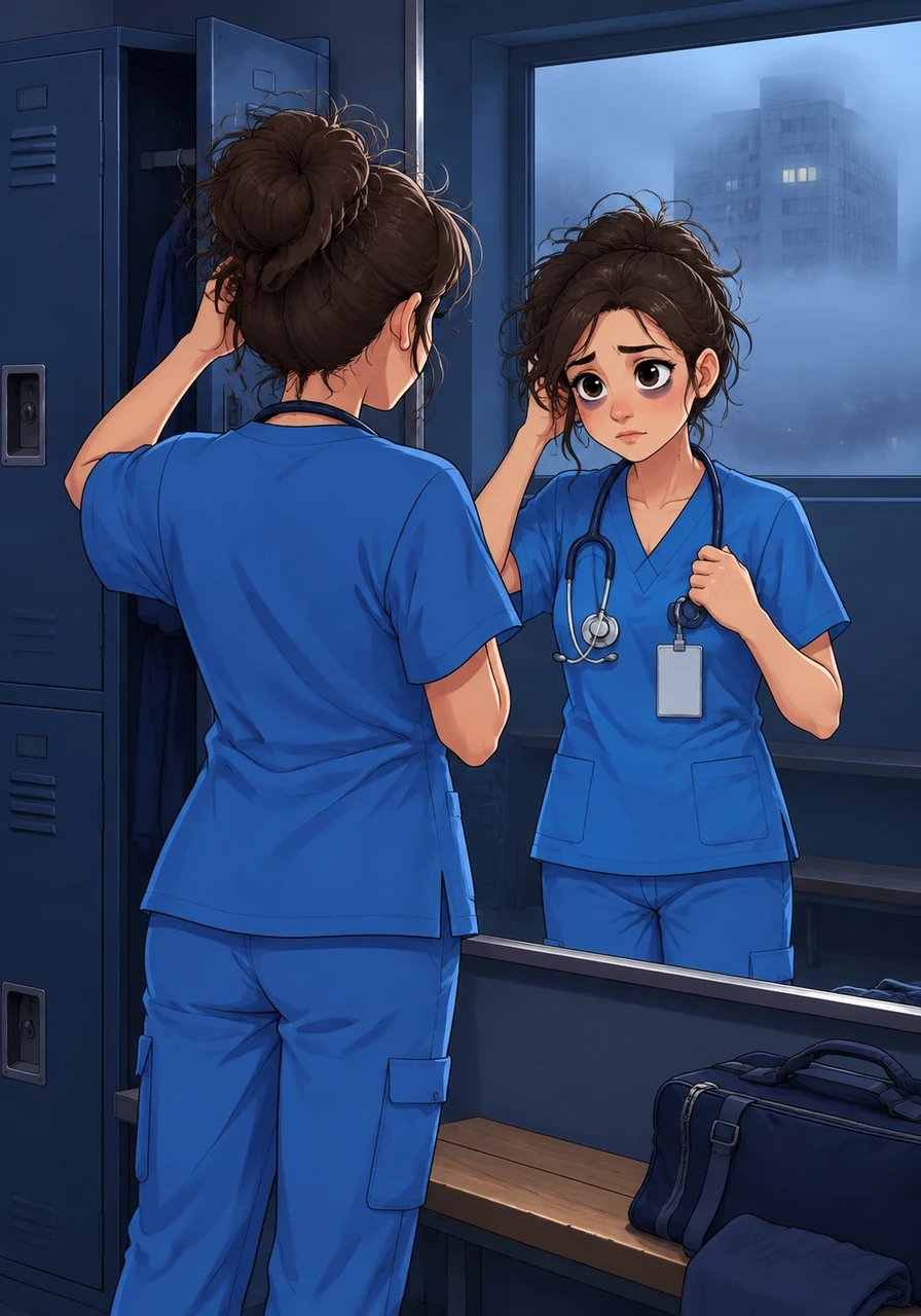 A las 6:30 de la mañana, una densa niebla matutina envuelve el imponente edificio del Hospital Central mientras el gran reloj digital de la entrada marca el inicio de una nueva jornada. Dentro del vestuario, Elena contempla su rostro cansado en el espejo, alisando su uniforme desgastado y ajustando su cabello antes de enfrentarse a su tercer turno doble consecutivo. Sabe que su cuerpo suplica un descanso, pero la falta de personal en la planta de cuidados intermedios no le deja más opción que seguir adelante.