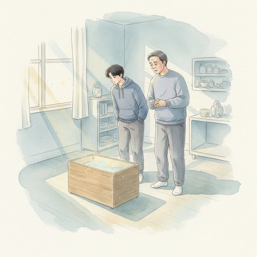 邻居缓缓走到箱子旁,轻声说:“它一直在寻找……它需要的,就是寂静。” 林晓凝视着那个发出嗡鸣的箱子,整个房间在柔和的月光下,仿佛也变得流动起来,充满了未知的秘密和一种难以言喻的平静。