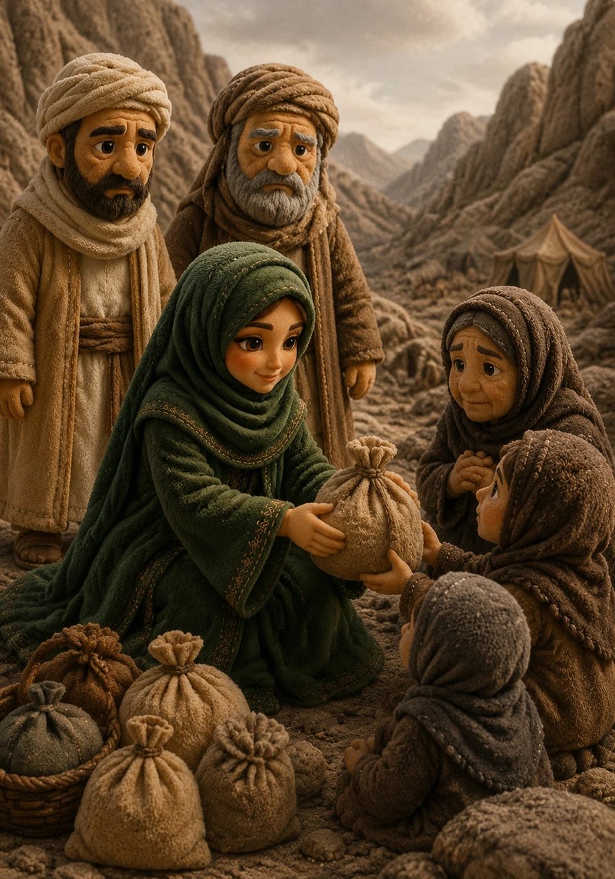 The noble Khadija used her grace and remaining resources to comfort the suffering families, bringing warmth and hope to the bleak valley. Her presence was a pillar of strength, reminding everyone that love and devotion could withstand the harshest economic pressures.