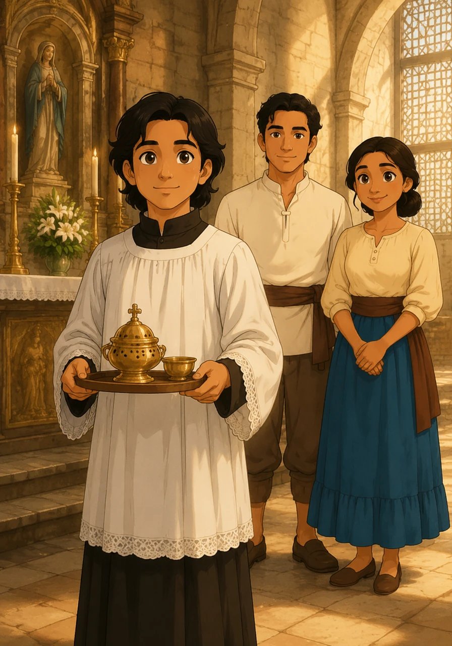 Noong unang panahon sa matahimik na bayan ng Binondo, Maynila, isinilang ang isang batang lalaki na pinangalanang Lorenzo Ruiz. Lumaki siya sa gabay ng kanyang amang Tsino at inang Pilipina, kung saan natuto siyang maging masipag at matulungin. Sa Simbahan ng Binondo, naglingkod siya bilang sakristan at tagasulat, habang pinalalalim ang kanyang pananampalataya sa Maykapal.