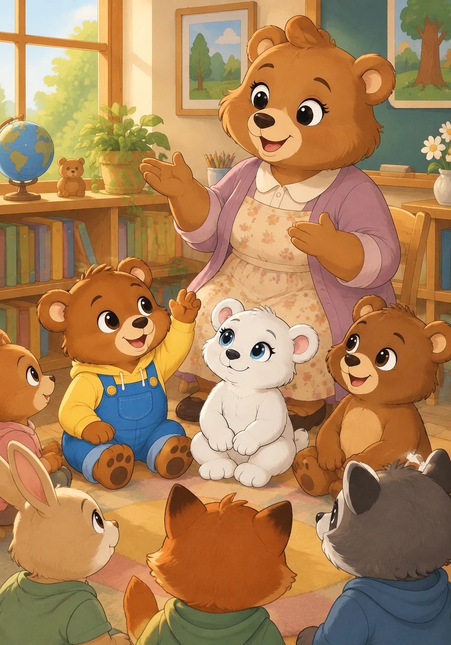 Een van de juffen legt uit dat er veel verschillende manieren zijn om over het leven en over elkaar na te denken. Ze vertelt over wat goed is, over verhalen van vroeger, over vriendschap en ruzies, en over bidden en feestvieren.