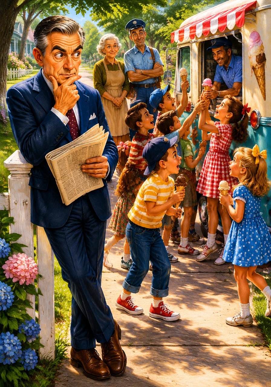 When the ice cream truck finally rolled into the neighborhood playing its familiar jingling tune, Mr. Carney watched the chaotic rush of excited children with the gravity of a seasoned detective. He carefully observed which flavors were the most popular, treating the sweet treats like high-stakes contraband. The sheer joy of the scene brought a subtle, crinkly warmth to the corners of his eyes.