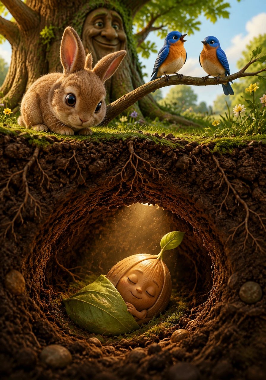 Deep beneath the soft, brown earth, a tiny seed named Pip lay tucked away in a quiet slumber. While the world above was busy and loud, Pip dreamed of one day seeing the golden sun and the vast, open sky.