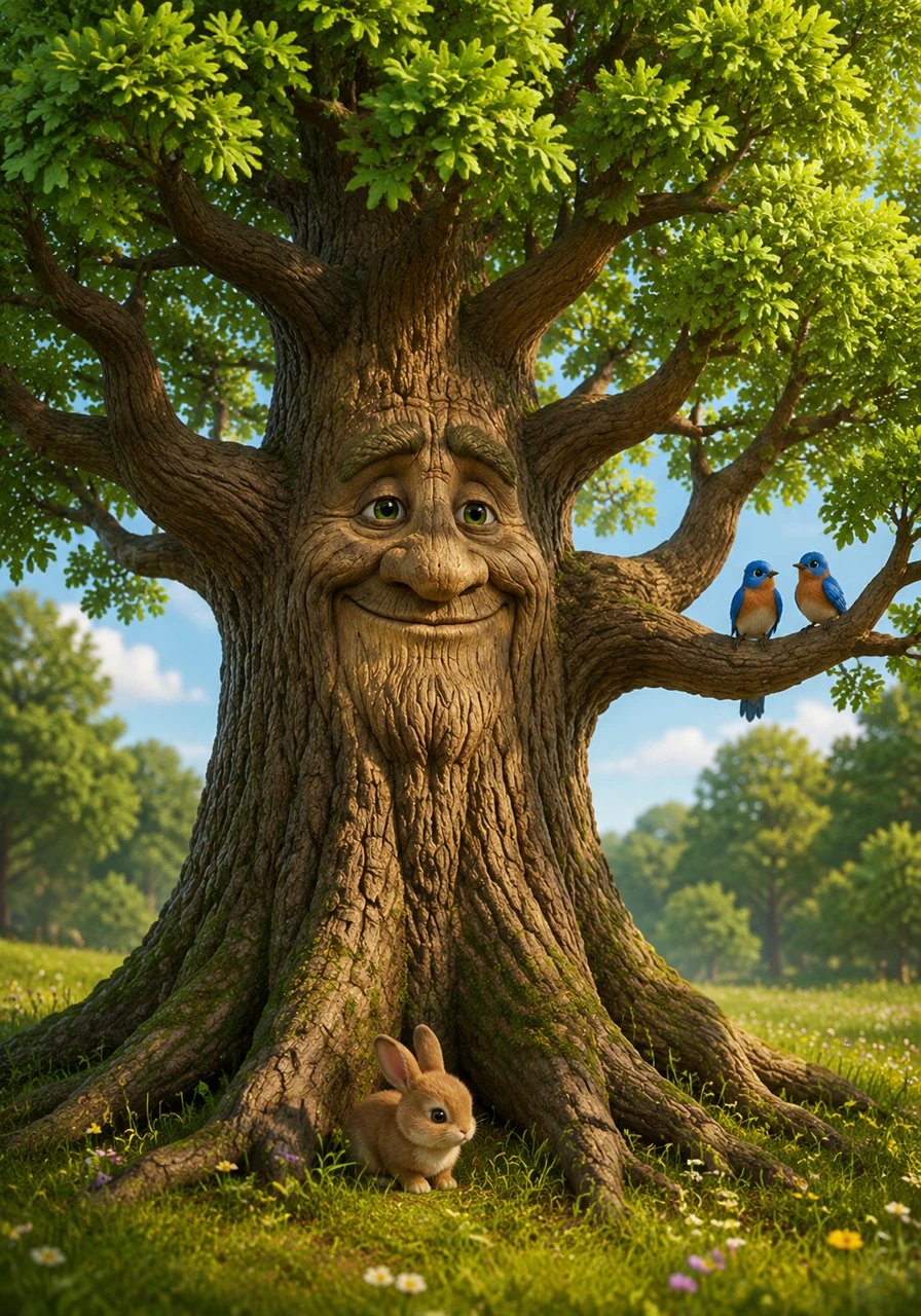 Now a magnificent, ancient oak, Pip’s crown touched the very clouds he once gazed at from the ground. His thick bark was a home for many, and his shade provided a peaceful sanctuary for all who wandered beneath him.