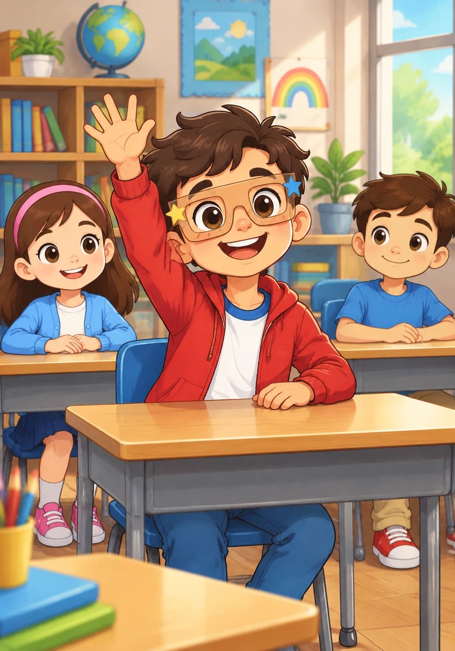 Mateo era un niño alegre y curioso que disfrutaba mucho ir a la escuela. En su salón de clases siempre tenía muchas ganas de participar, pero a veces le costaba trabajo esperar su turno y escuchar a los demás.
