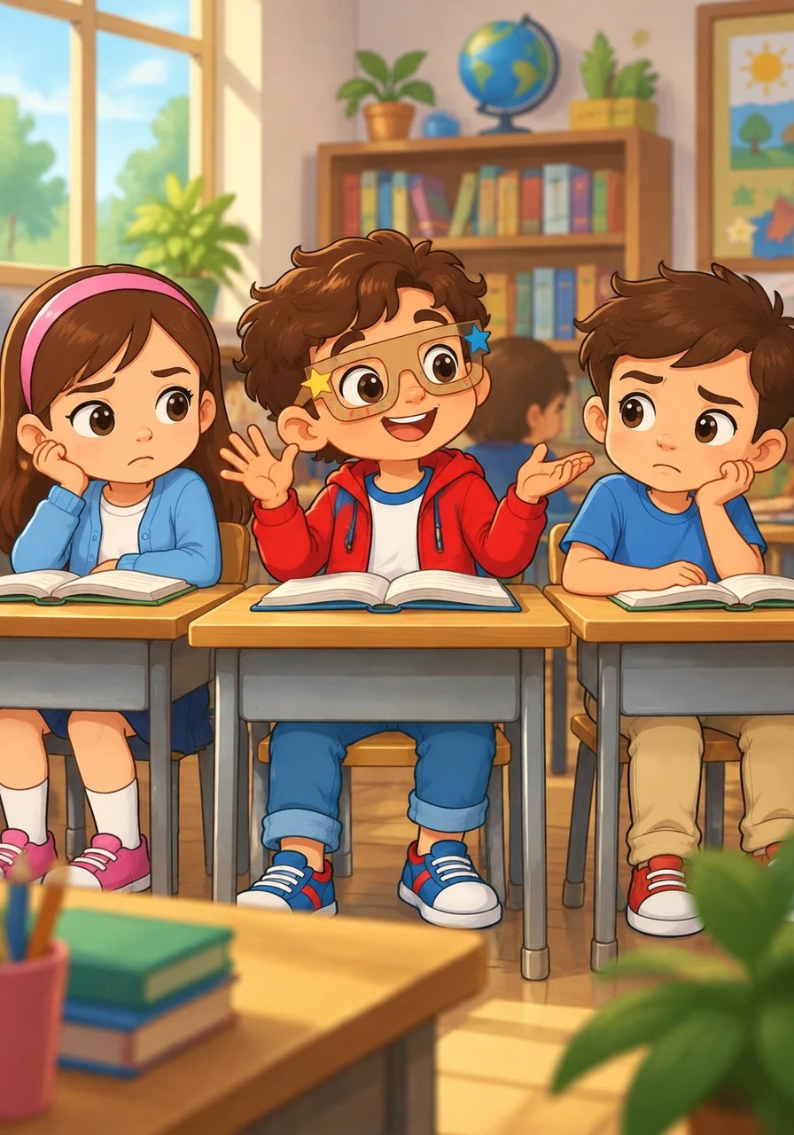 Durante el momento de lectura tranquila, Mateo comenzó a hablar en voz alta y a moverse inquieto en su silla. Sus compañeros intentaban concentrarse en sus libros, pero el ruido no les permitía disfrutar del momento.