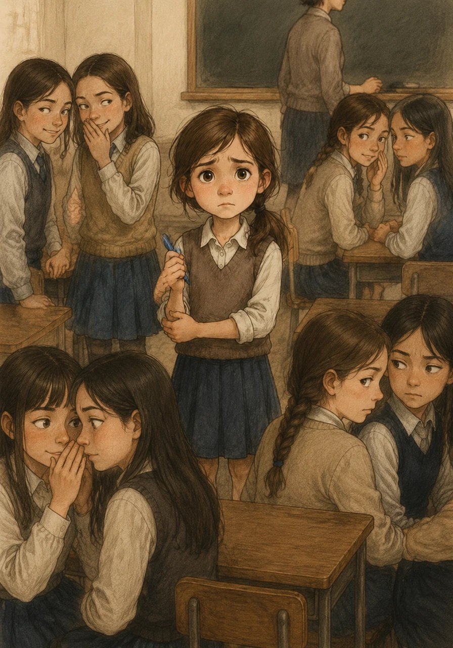As the school week went on, a strange pattern began to emerge in the classroom as more small treasures vanished without a trace. A classmate’s glittery eraser, a star-shaped bookmark, and a heart-shaped pencil sharpener all disappeared from different desks. Soon, whispered rumors filled the hallways, and Lila noticed her classmates giving her suspicious glances that she didn't quite understand.