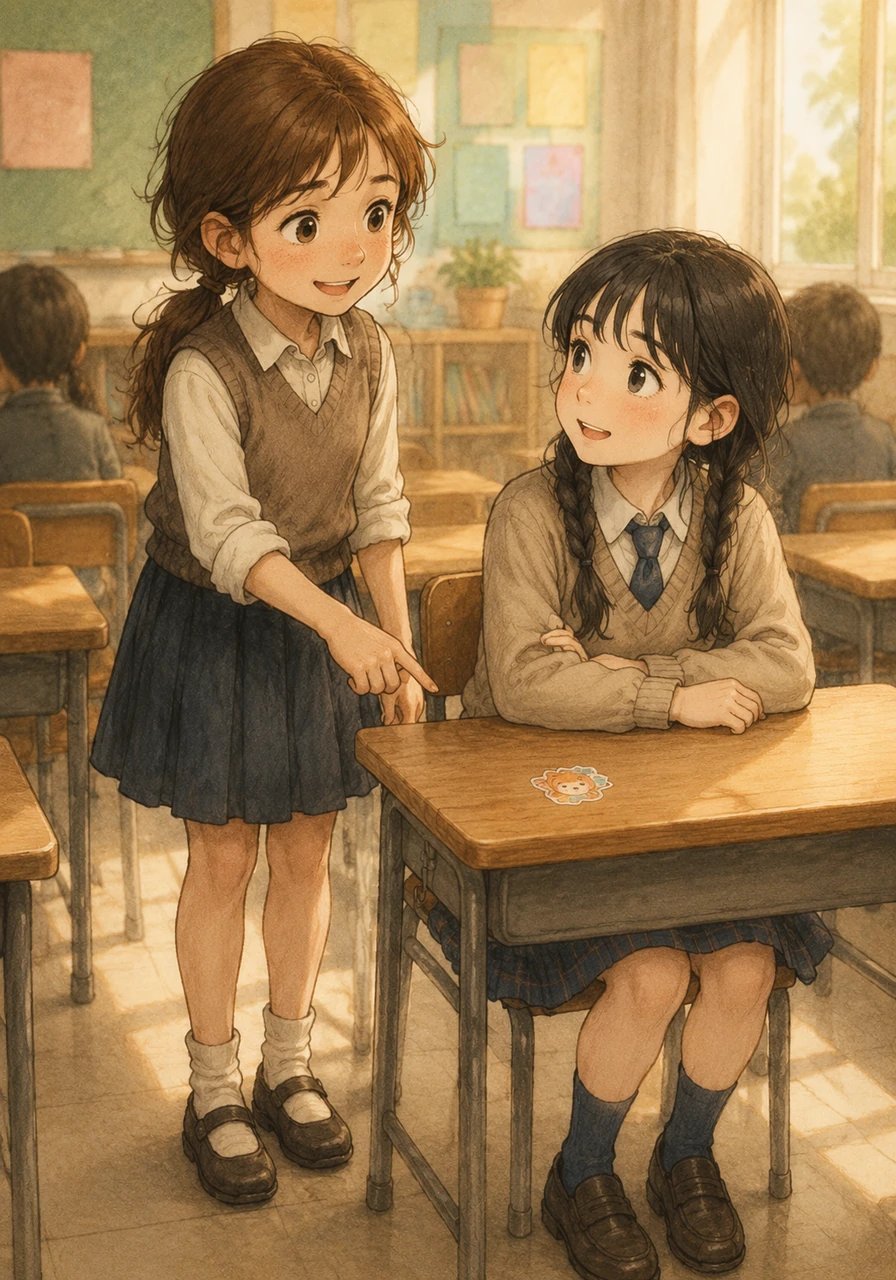 The very next day, Lila began practicing her new rule with courage, politely asking her classmates if she could see their beautiful things. When she saw a bright sticker she liked, she smiled and asked if she could borrow it, accepting 'no' with a respectful nod just as happily as a 'yes'. Slowly, the mystery around the classroom faded away, and the tense atmosphere began to soften.