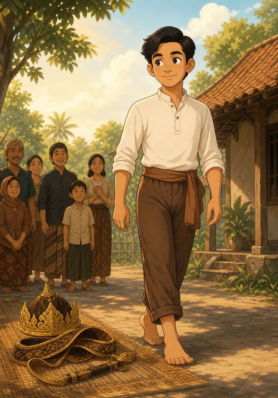 Upon returning to his cherished homeland, Soewardi made a brave and selfless choice. He laid down his royal title and took a new name, Ki Hadjar Dewantara, symbolizing that he was now one with every ordinary citizen. With a warm smile, he stepped forward into his true life's calling.