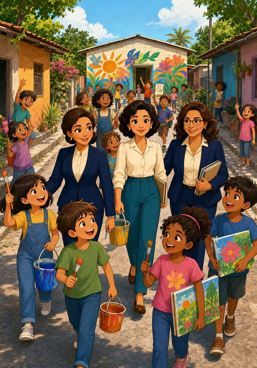As seasons passed and more children arrived with hopeful eyes, the little school expanded to a new temporary building on Pirapanema Street. The children marched down the neighborhood streets carrying their art supplies, ready to turn another quiet space into a vibrant garden of discovery.