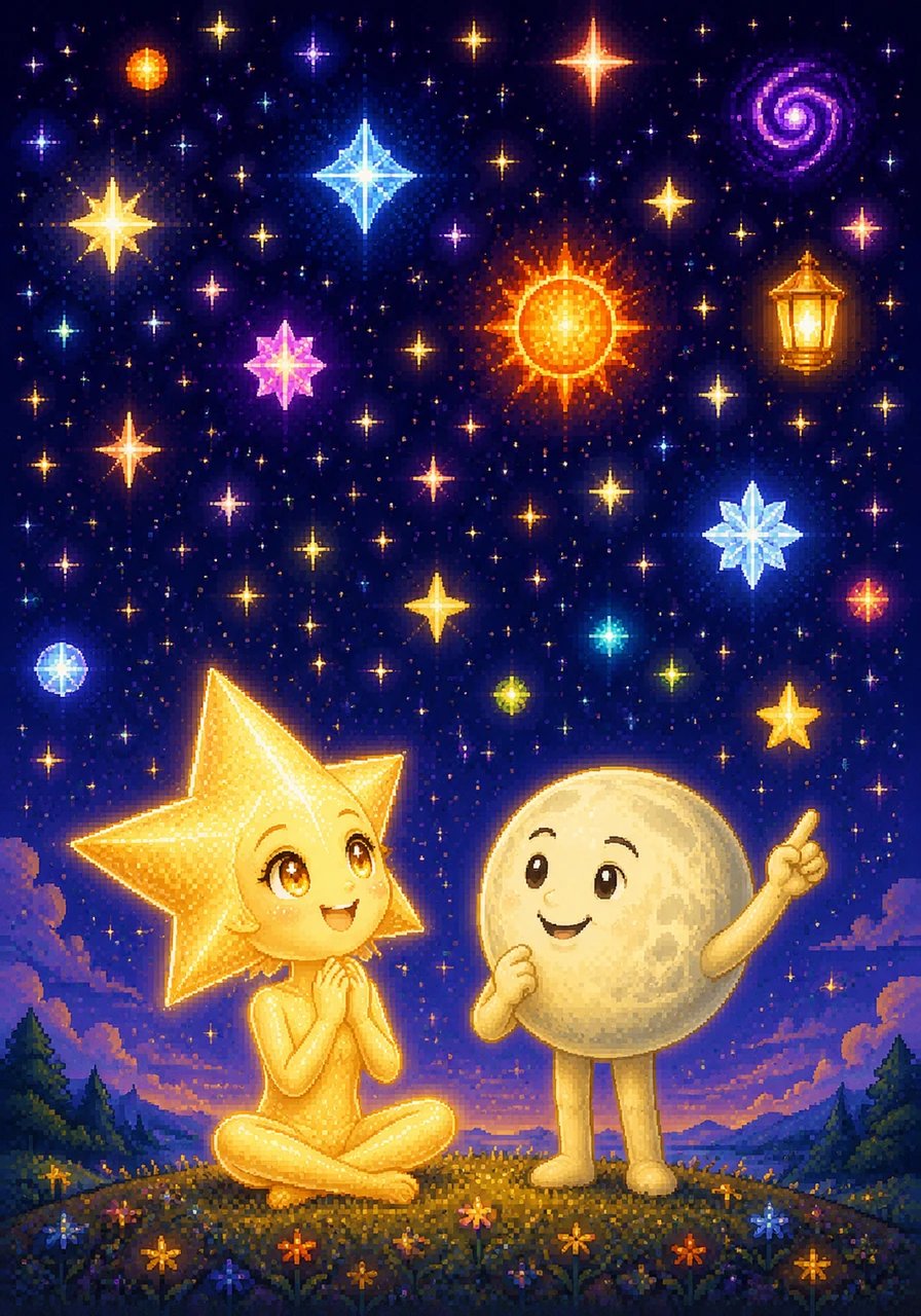 Stella looked closely and realized that the sky was filled with an endless variety of shapes, sizes, and colors. Some stars blazed like fire, while others shimmered like diamonds or glowed like cozy lanterns, yet every single one was needed to make the night complete.