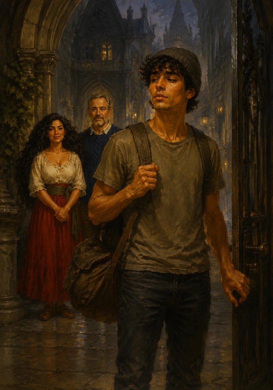 Jacob stands at the threshold of the Academy of Shadows, his hair twitching restlessly under his beanie as if sensing the magic nearby. The journey from a parlor trick to a true sorcerer begins now, amidst the shadows and secrets of the city.