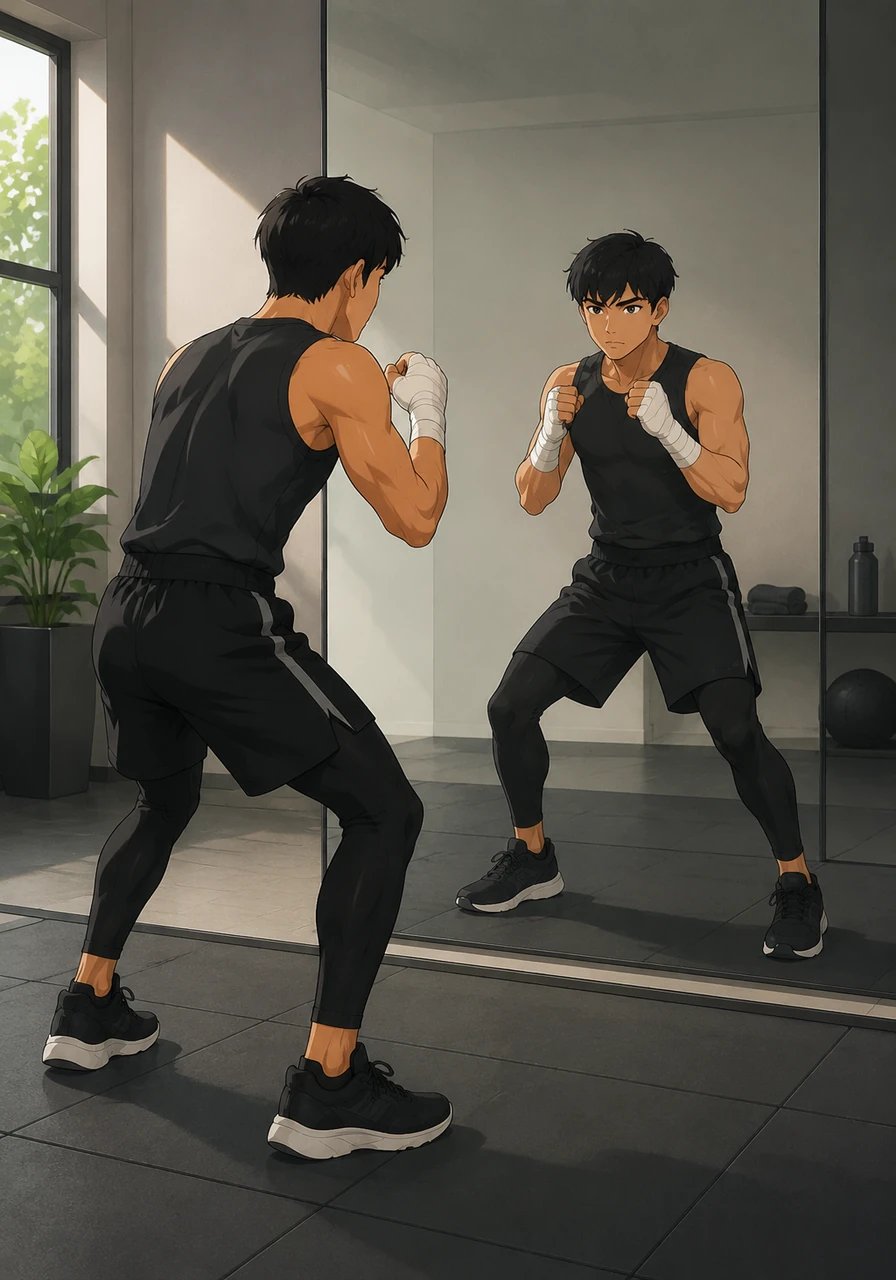 Days turned into weeks as Ilia practiced his fundamental stance in front of a large mirror, focusing entirely on perfect form and balance. Every movement was precise, reflecting the raw dedication of a young athlete who relied solely on his inner strength and focus.