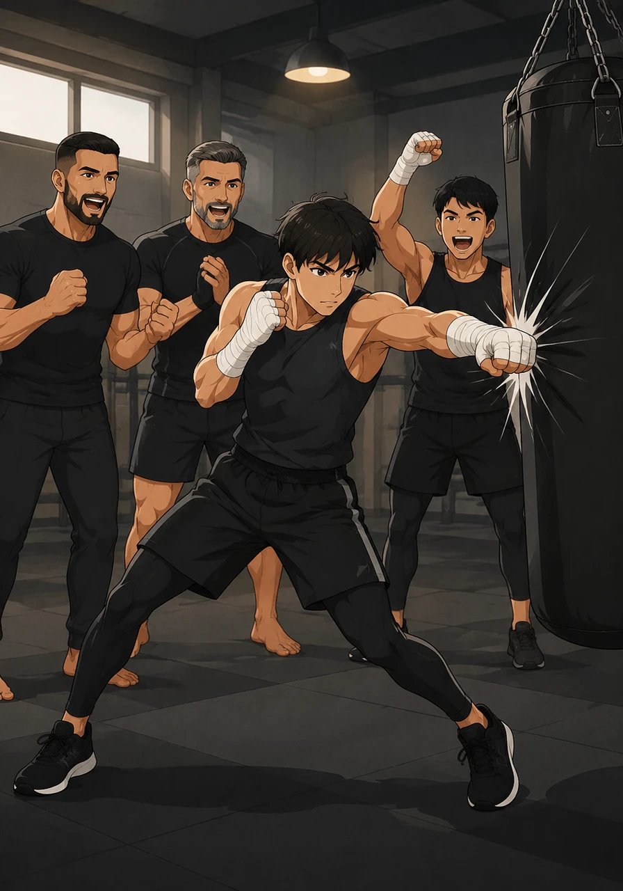 The gym community gathered around to watch Ilia execute a flawless, powerful combination on the heavy bag, his strikes echoing through the room. His peers cheered loudly, recognizing the undeniable spirit of a future champion who put hard work above everything else.