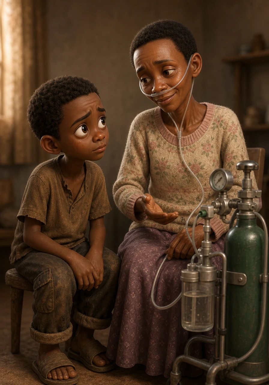 Gladys smiles softly despite her weakness and explains that the tanks supply oxygen to help her breathe every single moment of the day. John gazes at the heavy equipment in awe and sadness, realizing how difficult every breath is for her. A deep wave of empathy fills his heart as he understands her silent struggle.