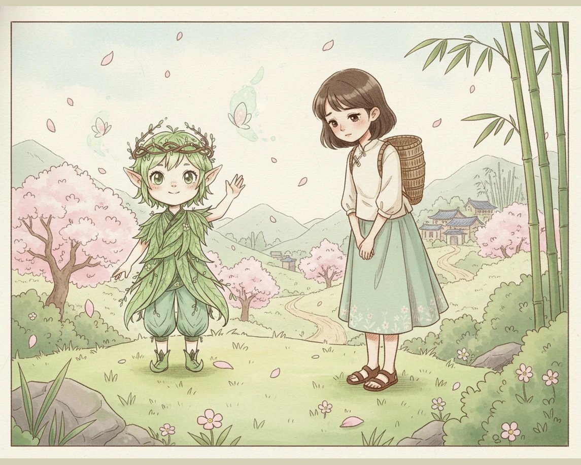 清明小精灵缓缓升入半空，在漫天飞舞的柳絮中挥手告别，身影逐渐融入那片清新的春色里。旁白温柔地响起：清明是思念，是感恩，更是对美好的传承，愿我们不负春光，带着先辈的期许勇敢前行。