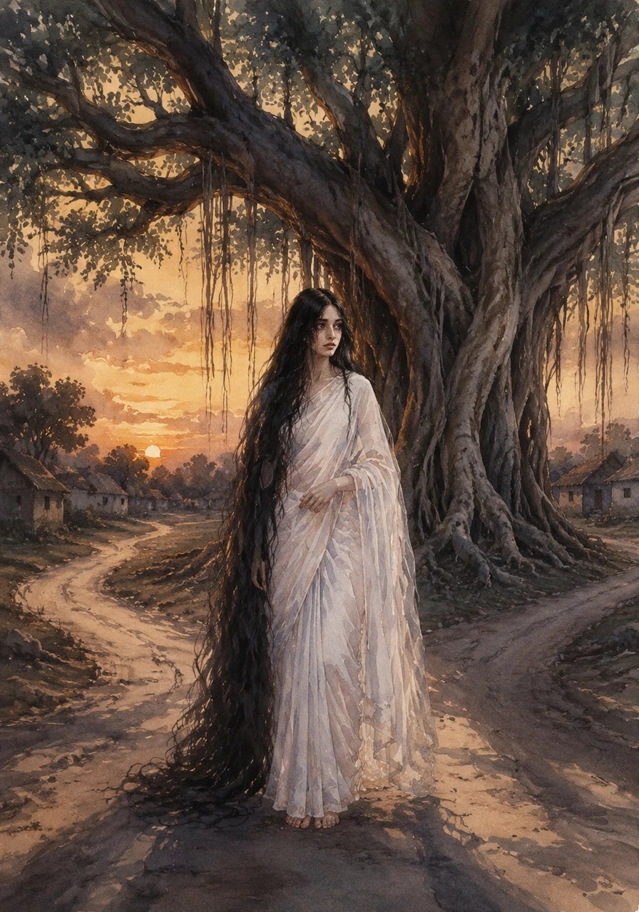 In the quiet village of Shonapur, a massive, ancient banyan tree stood at the crossroads. Its twisted roots dug deep into the earth, and its heavy branches cast long, eerie shadows that kept the villagers away as soon as the sun began to set.
