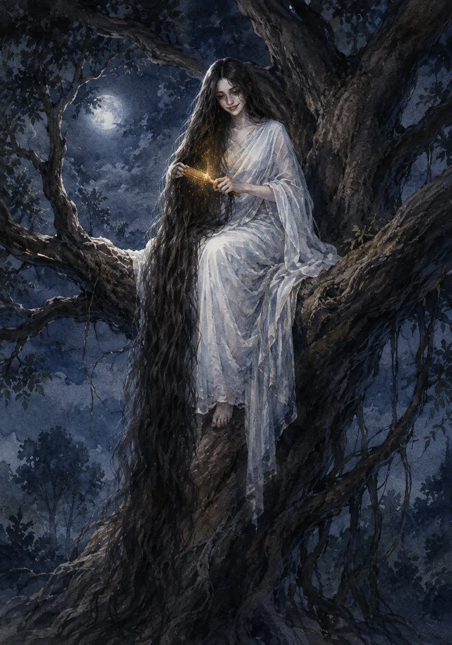 The elders whispered terrifying stories about a woman in a pure white sari who haunted the tree. They claimed she sat among the branches in the dead of night, quietly combing her impossibly long, dark hair with a glittering golden comb.