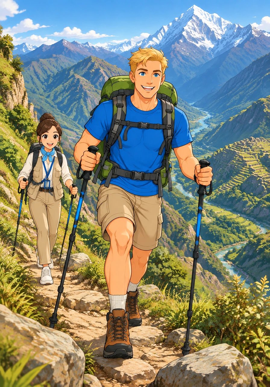 El verdadero desafío comienza en el Valle Sagrado, donde Liam se equipa con botas firmes y bastones de caminata. Su perfil aventurero lo motiva a realizar caminatas exigentes, conectando intensamente con las cordilleras y los paisajes de altura.