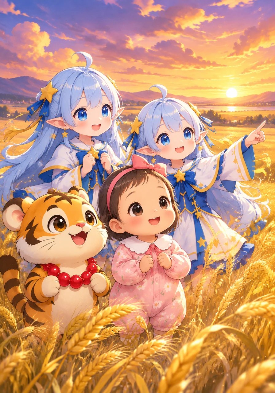 2022年6月6日的傍晚,天空正值芒种时节。金黄色的麦浪在风中轻轻摇曳,晚霞把天空染成了梦幻般的紫金色,整个世界都在静静等待一个特别的时刻。