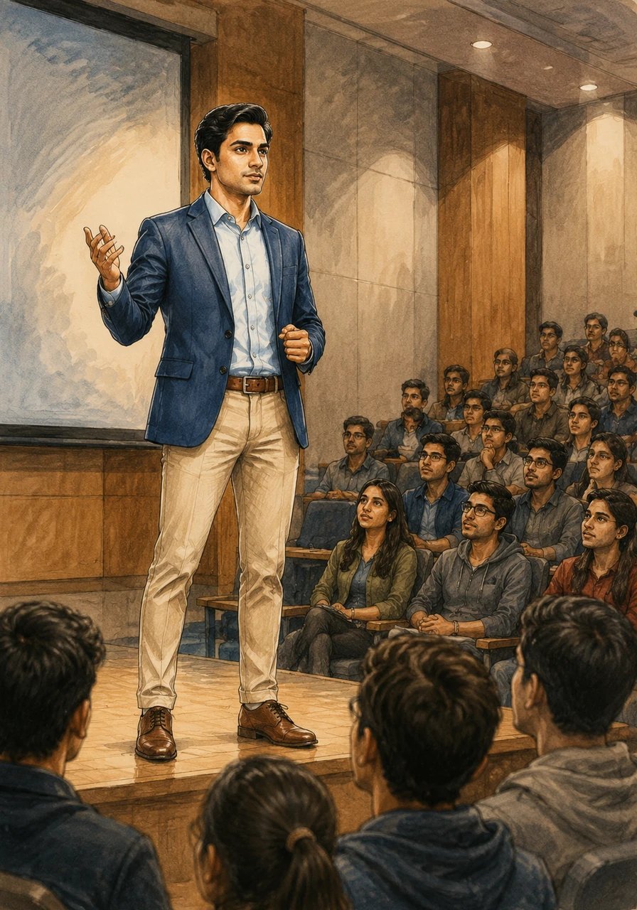 Aryan concludes with a powerful message: while software developers build the digital world, civil engineers build the physical world that supports it. He calls on the audience to reform the curriculum and engineer a future where Uttar Pradesh leads the way in innovation.
