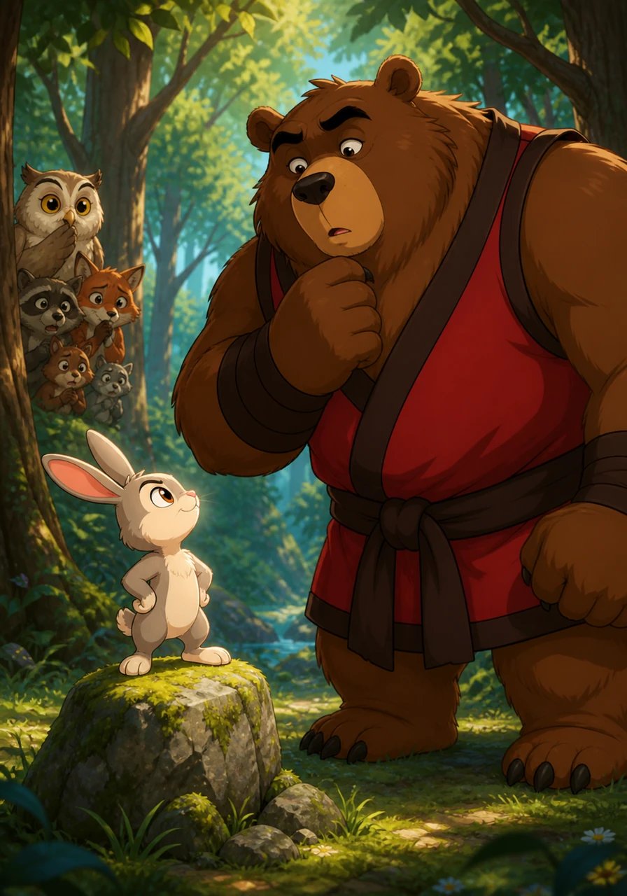 While the other animals whisper in fear, a tiny but brave rabbit named Pip decides he has seen enough injustice. Pip hops right up to the giant bear, stands tall on a mossy stone, and asks why Barnaby is breaking the laws that keep the forest safe for everyone.