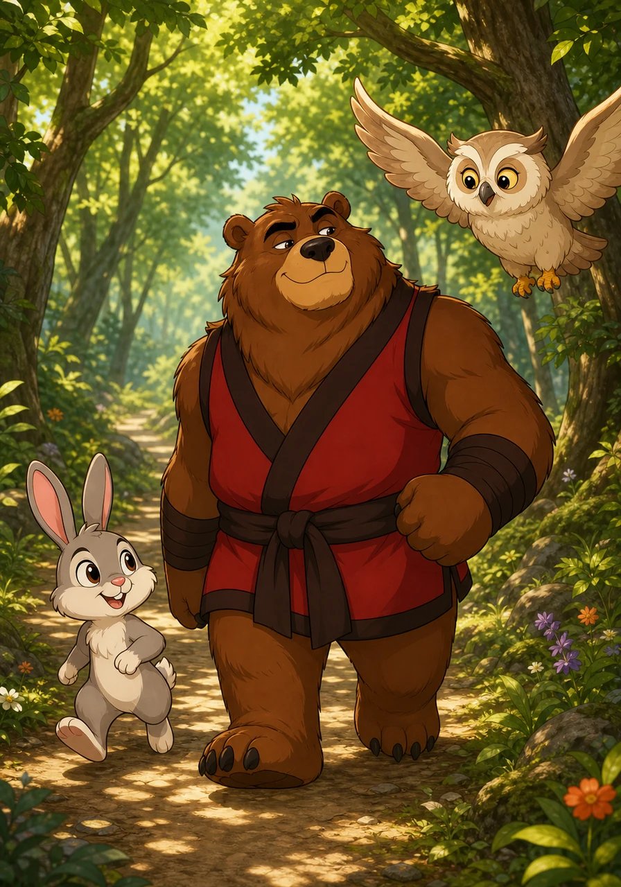 With the paths cleared and the rules respected once more, peace and equality return to the beautiful forest. Barnaby learns that true strength lies in kindness and cooperation, and he happily walks alongside his friends, big and small, as equals.