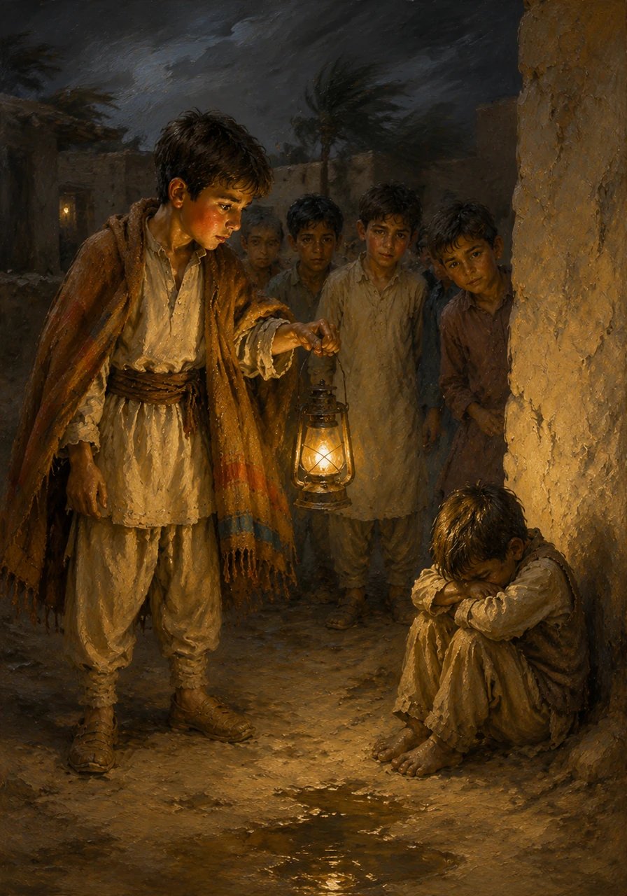 اچانک ہوا کے شور کے درمیان علی کو کسی کے سسکیاں بھرنے اور رونے کی آواز سنائی دی۔ وہ ڈرا نہیں بلکہ اس نے اپنی لالٹین کی روشنی اس سمت گھمائی جہاں سے آواز آ رہی تھی۔