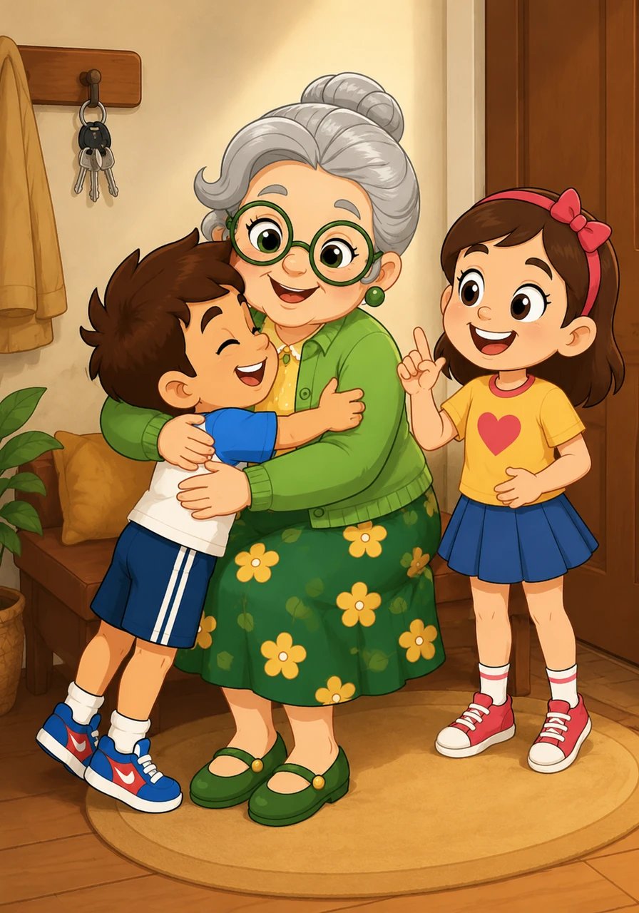 Noah quickly told a playful joke that made Mrs. Green chuckle when she felt embarrassed about her forgotten keys, and little Sam offered her a big, comforting hug. Mrs. Green smiled warmly, her tired eyes twinkling with joy. You children really are superheroes, she whispered softly.