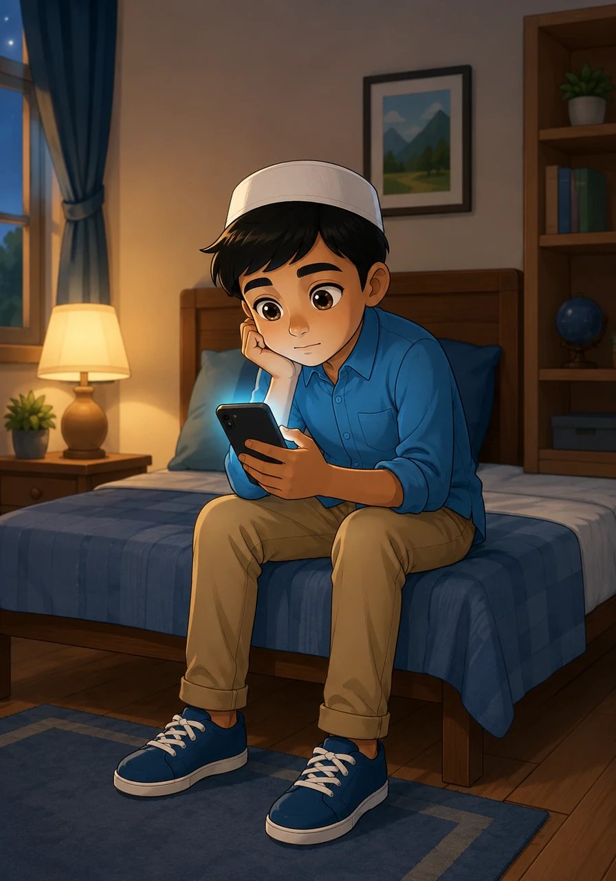 Eleven-year-old Tariq sits on the edge of his neatly made bed, staring longingly at his mobile phone. The digital glow reflects in his eyes as he wishes he could spend the whole afternoon playing his favorite online game.