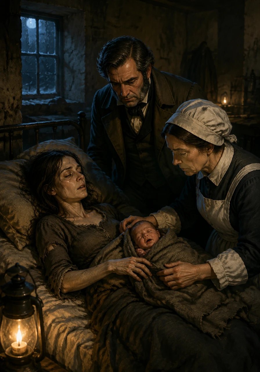 On a bitter winter night in 1837, a frail young mother seeks shelter in a shadowy parish workhouse in a quiet English town. With her final breath, she cradles her newborn baby boy before passing away into the cold evening silence. The local doctor and a solemn nurse wrap the tiny infant in old woolen blankets, leaving him alone in a world that knows nothing of his name.