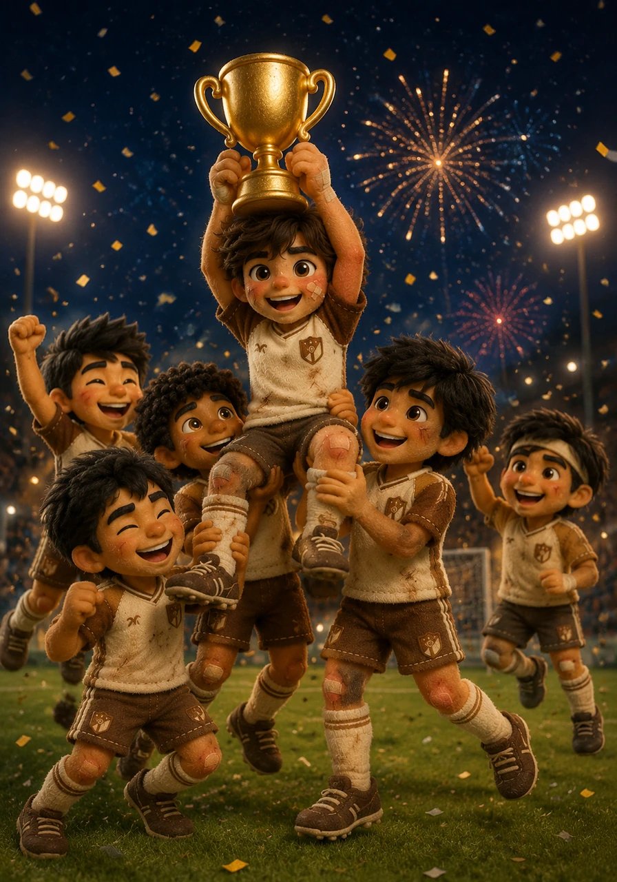 As the final whistle blew, Team Antu erupted into a wild celebration, lifting a gleaming golden trophy high into the sky. They danced and cheered late into the night, savoring a victory they had earned with sweat, tears, and pure heart.