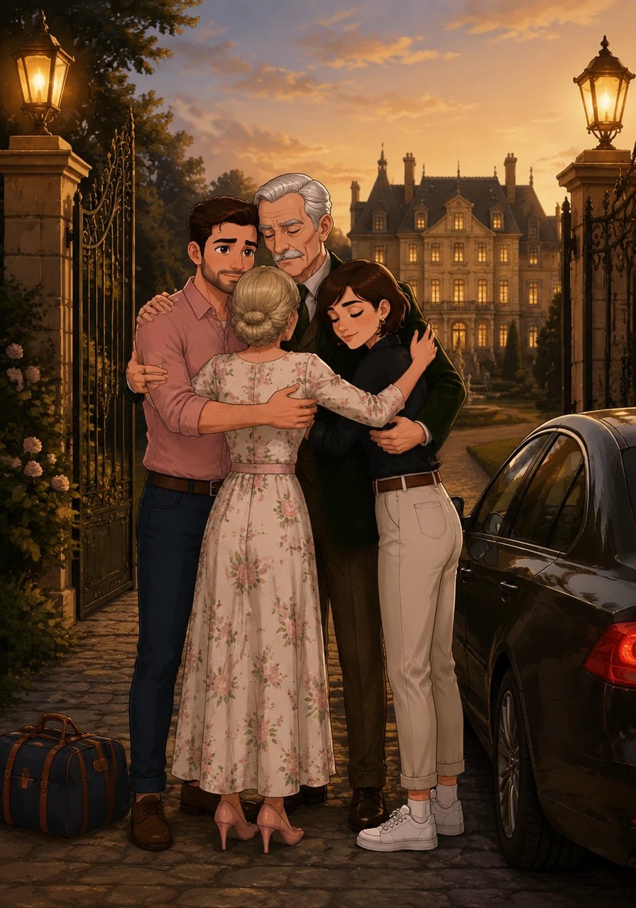 Standing at the estate gates under a soft dusk sky, Julian and Maya prepare for their journey back to the city with hearts full of hope. Lord Arthur and Lady Eleanor embrace them tightly, promising that the grand doors of the manor will forever remain open. Armed with love and shared heritage, Julian and Maya drive away knowing their modern future is permanently rooted in family legacy.