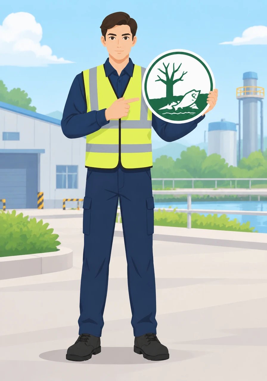 Finally, Sam shows the Environment pictogram featuring a bare tree and a fallen fish, which highlights substances harmful to aquatic life. By understanding these WHMIS symbols, Sam reminds everyone that knowledge and precaution keep both workers and our planet safe.