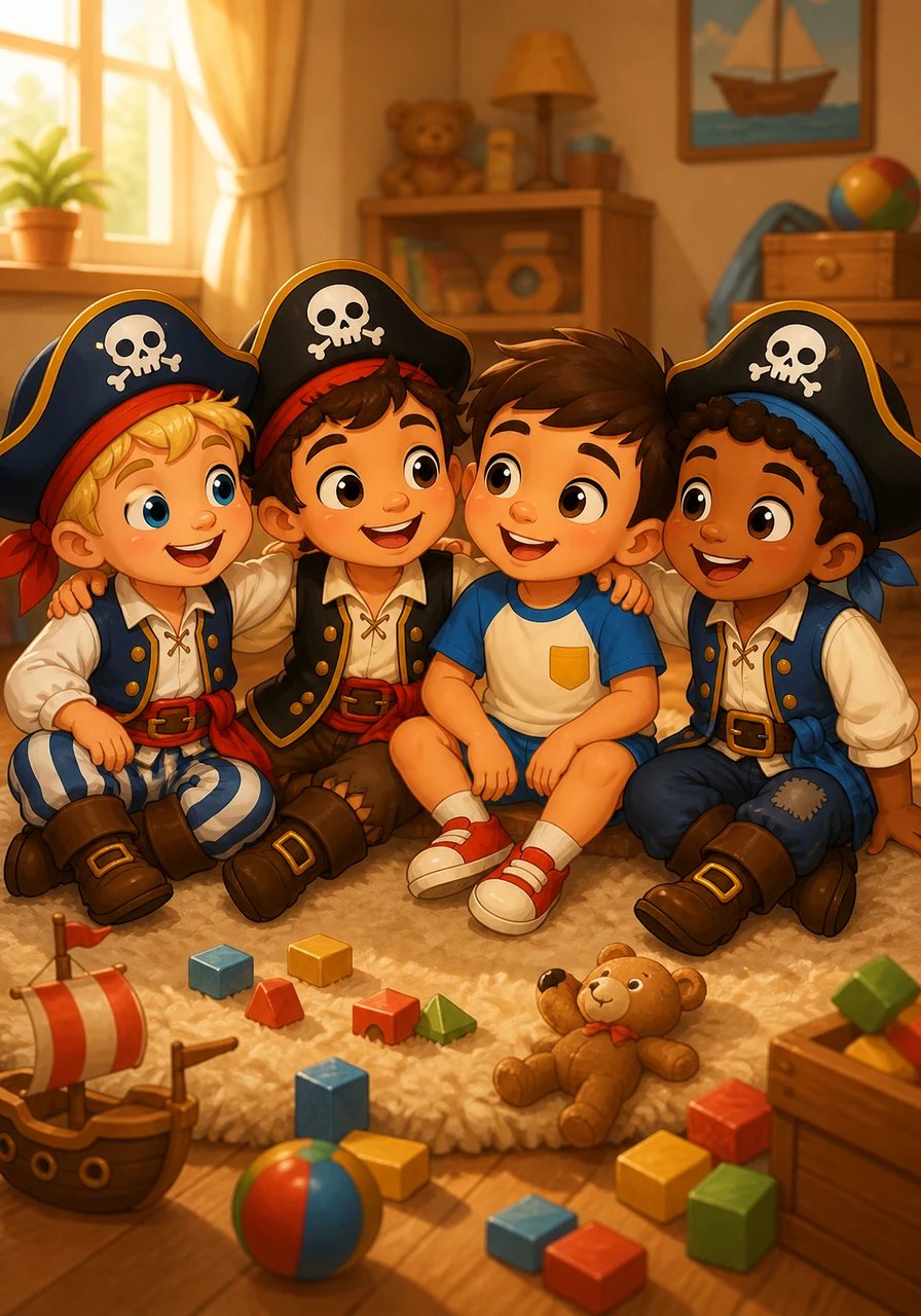 Aqueles quatro garotos eram inseparáveis desde que eram bebês engatinhando no tapete. Eles cresceram juntos compartilhando risadas, brinquedos e uma cumplicidade única que tornava qualquer dia comum em um momento especial.
