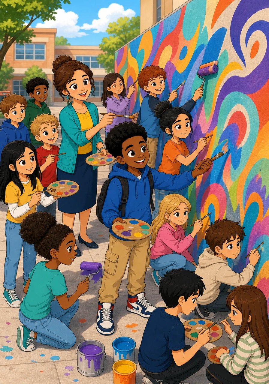 Dias mais tarde, os alunos pintavam juntos o grande mural no pátio, rindo e trocando experiências em um ambiente de verdadeiro respeito e unidade. As marcas do preconceito deram lugar a uma comunidade escolar mais empática, consciente de que a diversidade é a maior riqueza de todos.