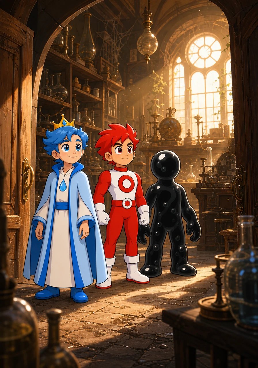 Together, the brave elements set off on a journey across the atomic realm. They traveled far until they reached the dusty, ancient laboratory of the legendary scientist, Master Mendeleev.