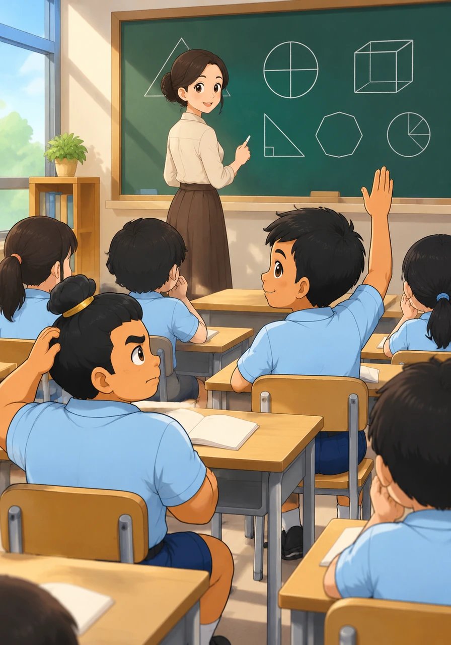 One morning, the teacher writes an extra difficult math problem on the blackboard and turns to the class asking who can solve it. While most students scratch their heads in confusion, Bima raises his hand with quiet confidence.