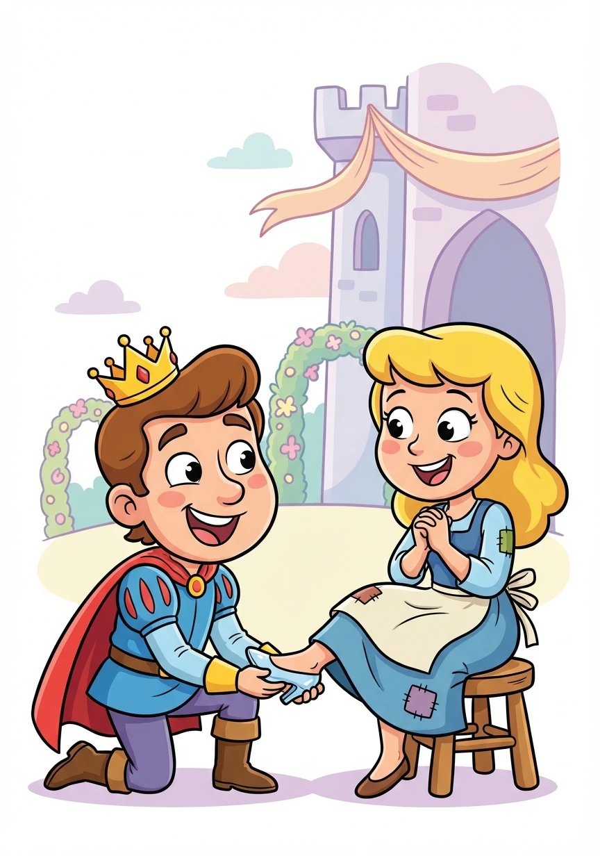 Cinderella was hidden away, but the Prince insisted on seeing her. The slipper fit perfectly! The Prince recognized her and they were married, living happily ever after.