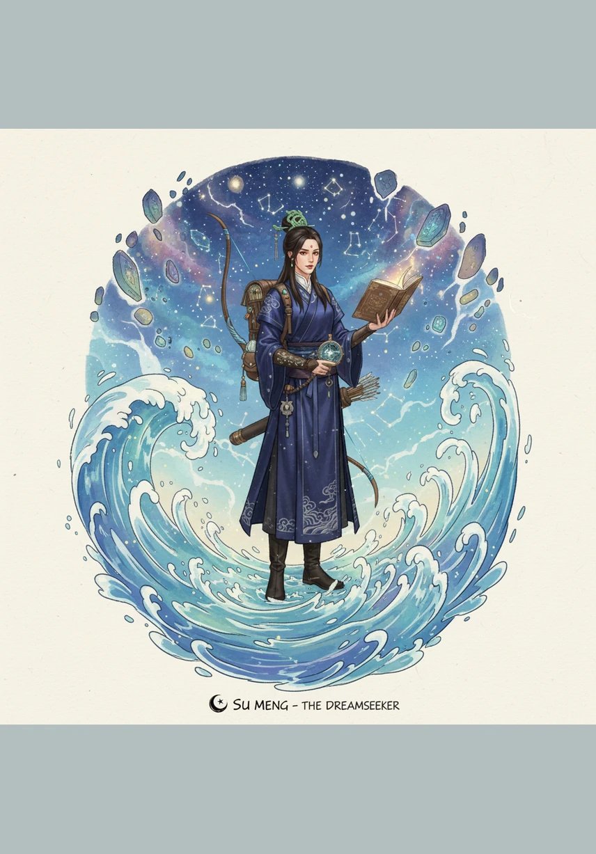 梦海的潮汐永不停歇，过去与未来的界限在此时变得模糊。溯梦站在潮头，看着无数个梦境相互交织、重叠，汇聚成一条通往永恒智慧的哲学长河。