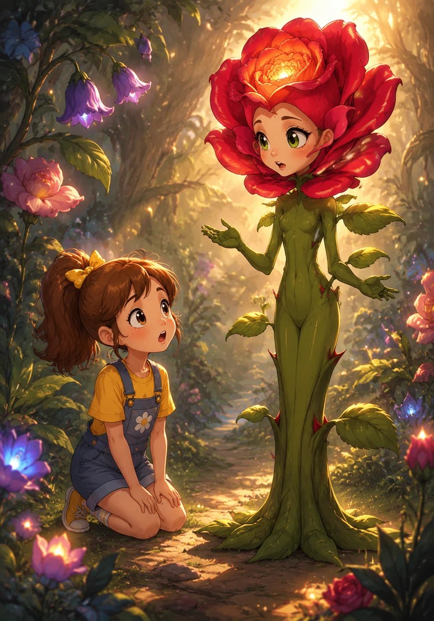 The rose introduced itself as Rosalind, the ancient guardian of a hidden realm known as the Whispering Meadows. Rosalind explained that long ago, children and nature shared a magical bond, but over time people had forgotten how to listen to the Earth. As human wonder faded, the magical realm fell into a deep and quiet sleep.