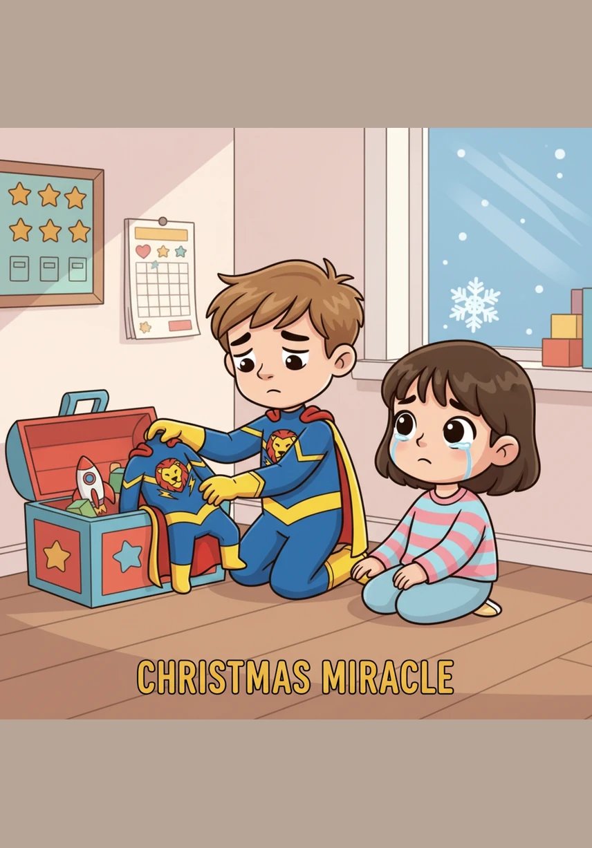 While tidying his desk to distract himself, Leo found a drawing Mia had made for him, showing the two of them flying a kite. He realized that the golden star wasn't nearly as important as his best friend's smile and the fun they had together.