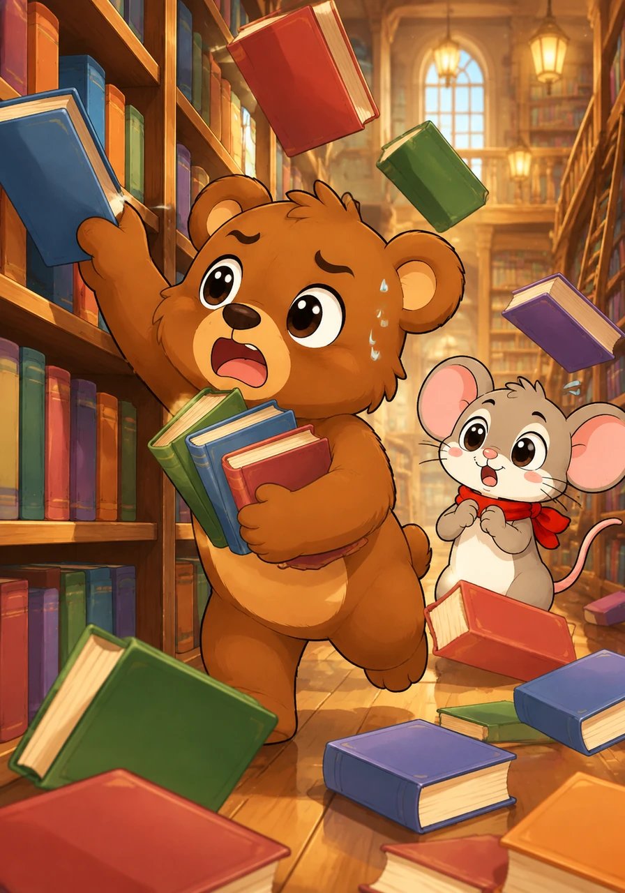 Panic set in as Boris hurried through the library aisles, pulling down encyclopedia volumes, poetry collections, and fairy tales. Without letters, no one would ever be able to read stories again, and the quiet magic of the library felt suddenly empty.