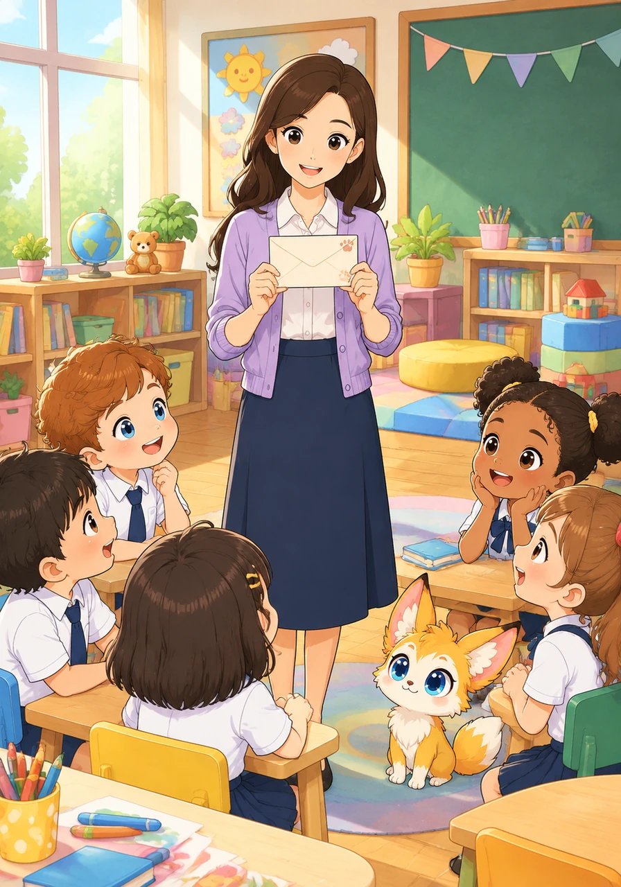 Inside the bright and cheerful classroom at Freinet School, children sit together engaged in their morning activities. Suddenly, the teacher receives a strange letter with no name or return address, bearing only a delicate little paw print on the envelope.