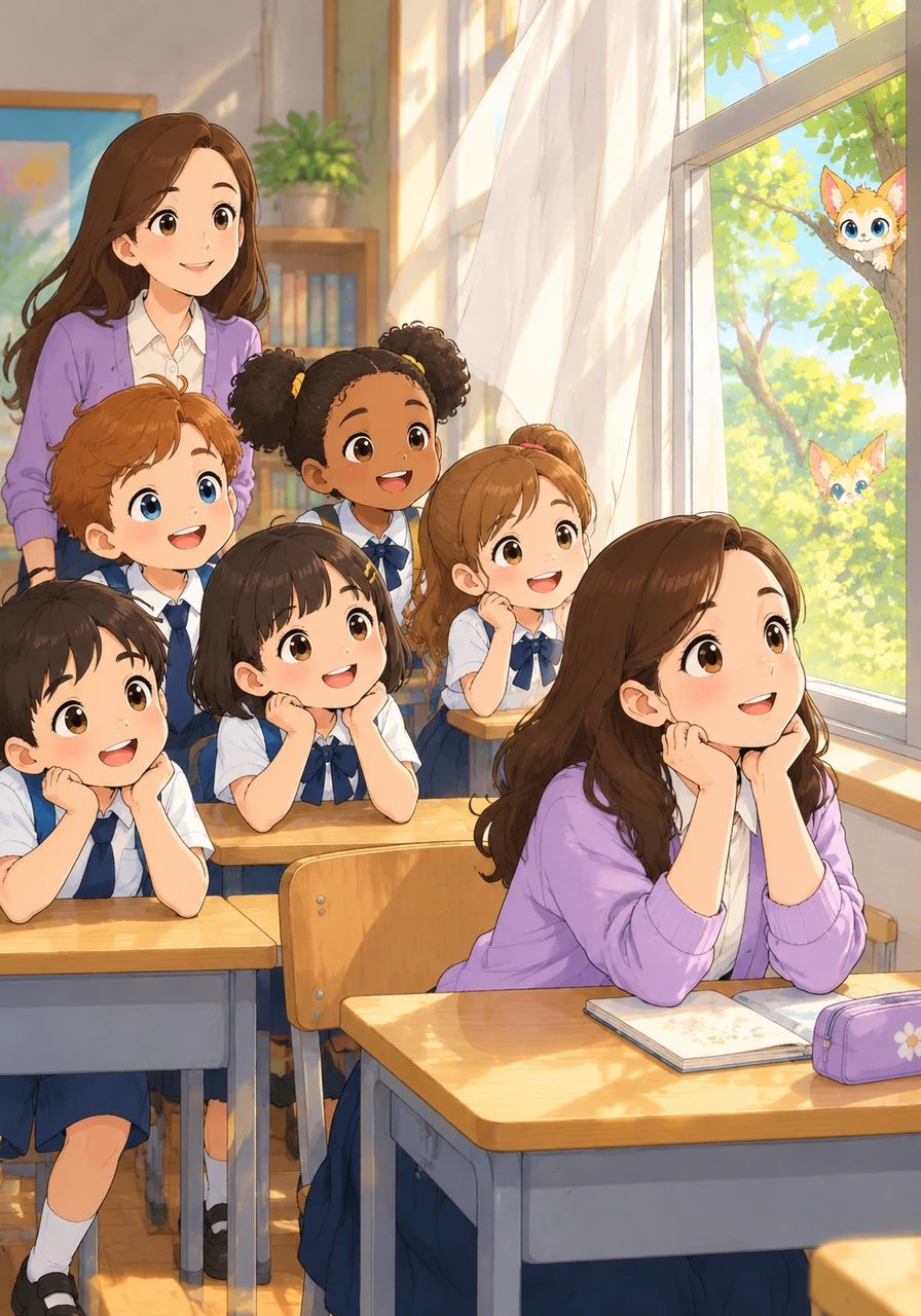 Throughout the rest of the day, a sense of quiet magic fills the school as the children listen intently to every soft breeze. Every rustle outside the window makes Mila wonder if the special visitors are already watching from nearby.