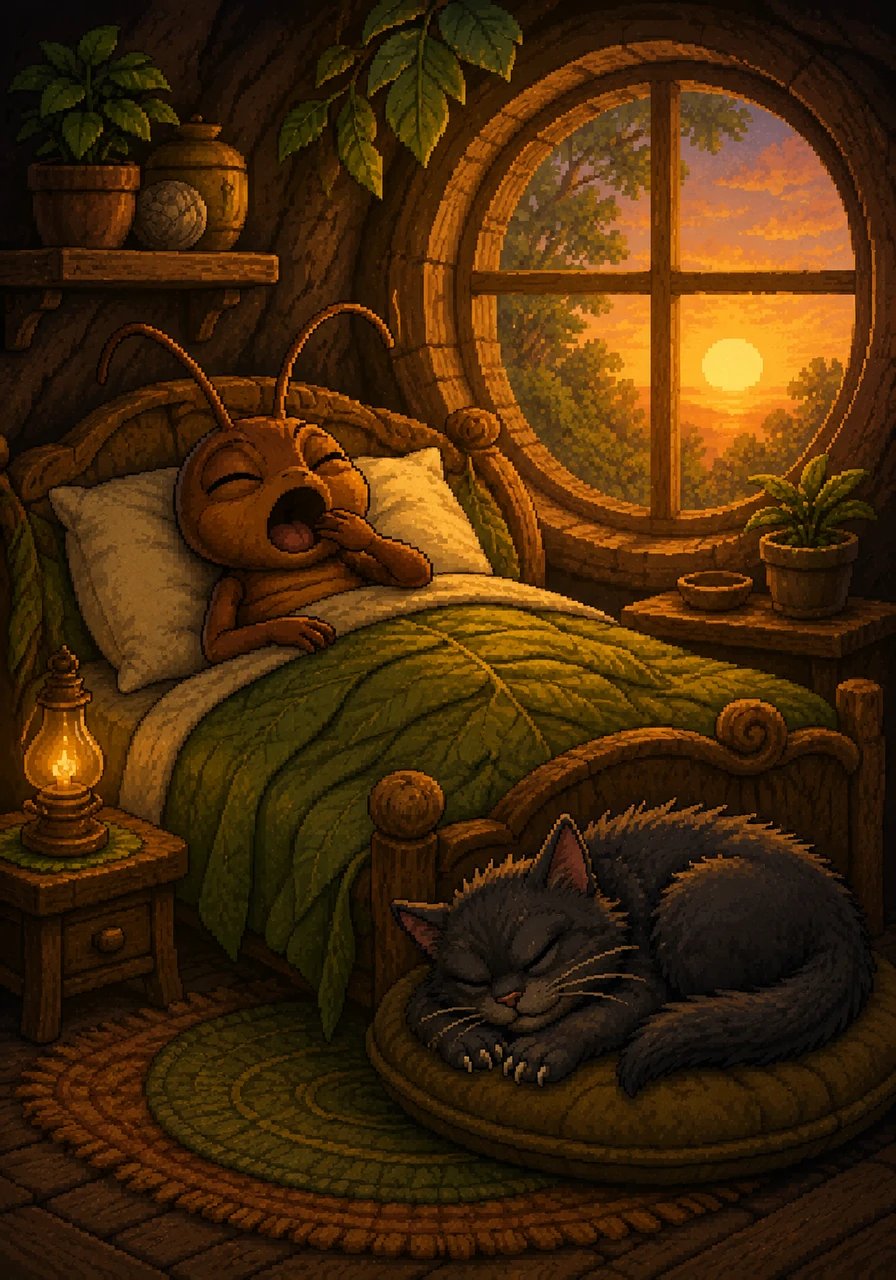 Yawning so wide from his great morning fright, Clyde tucked himself in and curled up real tight. He drifted to sleep as the bright sun grew deep, dreaming of crumbs that were easy to keep.
